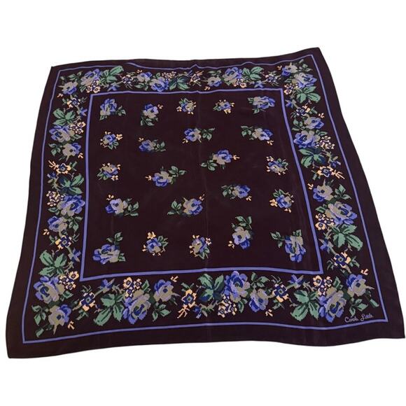 VTG Carol Little 100% Silk Square Scarf – Vintage Designer Print - Picture 4 of 4